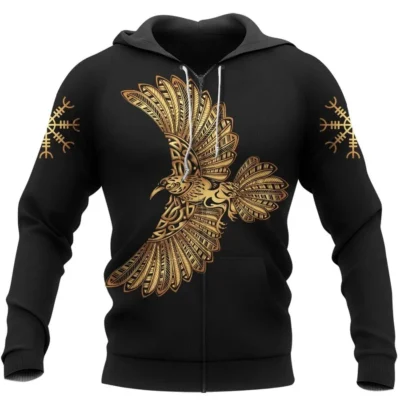 Viking Hoodie – Helm of Awe – Norse Raven Hoodie Sacred Power