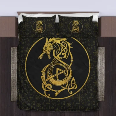 Viking Quilt Bedding Set – Art Fenrir Viking Rune Primal Power Viking Quilt Bedding Set – Art Fenrir Viking Rune Primal Power