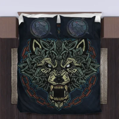 Viking Quilt Bedding Set – Viking Celtic Art Fenrir Wild Heritage Viking Quilt Bedding Set – Viking Celtic Art Fenrir Wild Heritage
