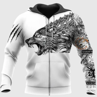 Viking Hoodies – Wolf Hoodie – Norse Wolf Design Wild Legacy