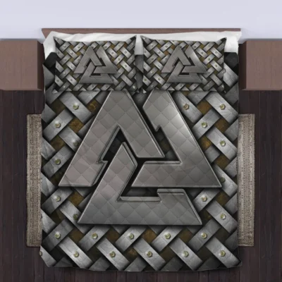Viking Quilt Bedding Set – Metal Viking Valknut Emblem