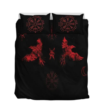 Viking Quilt Bedding Set - Norse Raven Mystic
