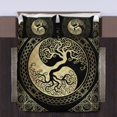 Viking Quilt Bedding Set – Tree of Life Yin Yang Harmony