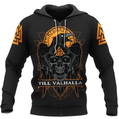 Viking Hoodie – Til Valhalla Hoodie – Raven Viking Spirit