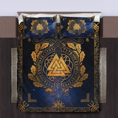 Viking Quilt Bedding Set – Valknut Norse Symbol Eternal Valor