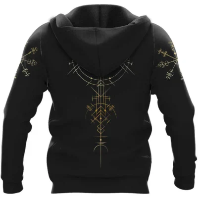 Hoodie Viking – Bearded Viking Skull – Compass Norse Guiding Spirit