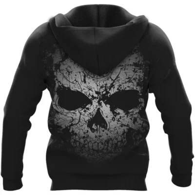 Hoodie Viking – Grunge Dark Skull Hoodie Mens with Valknut