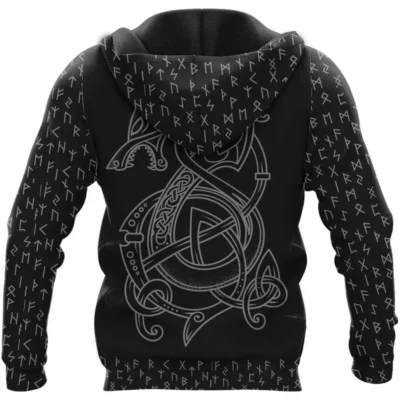 Hoodie Viking – Jormungandr Rune – Fenrir Art Wild Legend