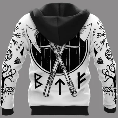 Hoodie Viking – Norse Wolf Design with Axe Norse Power