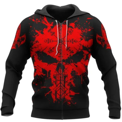 Hoodie Viking – Skull Hoodie Mens With Norse Raven Symbol