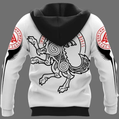 Hoodie Viking – Viking Skull with Beard – Triple Horn Emblem