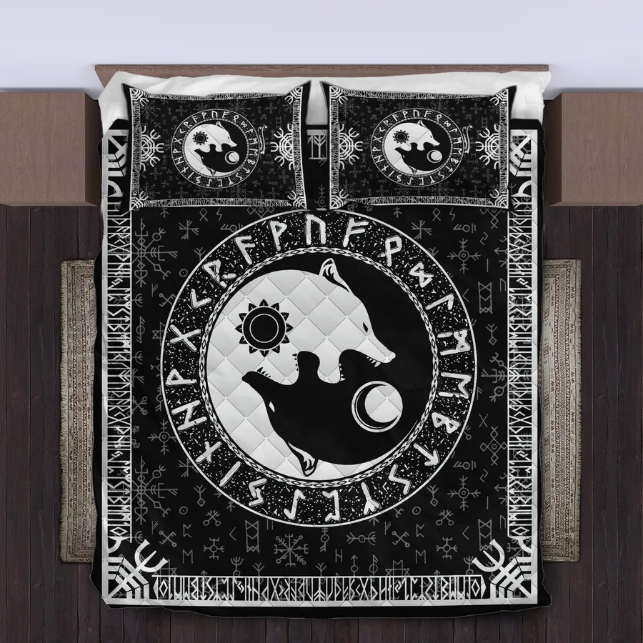 Viking Quilt Bedding Set – Norse Wolf Design Primal Spirit Viking Quilt Bedding Set – Norse Wolf Design Primal Spirit