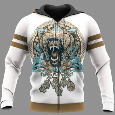Viking Hoodie – Wolf Hoodies – Norse Wolf Art Fierce Design
