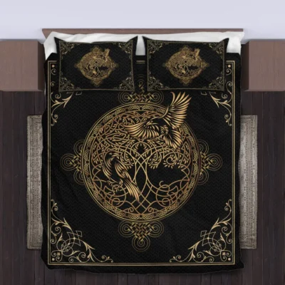 Viking Quilt Bedding Set – Gold Tree of Life Radiant Harmony