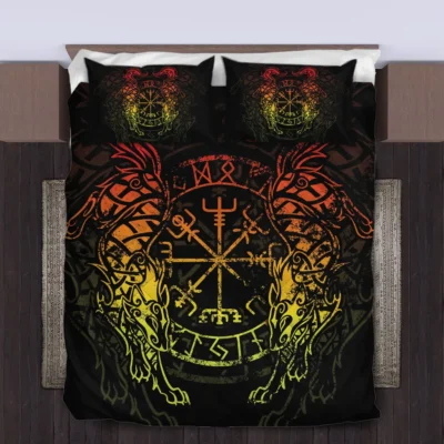 Viking Quilt Bedding Set – Norse Wolf Symbol Fierce Legacy
