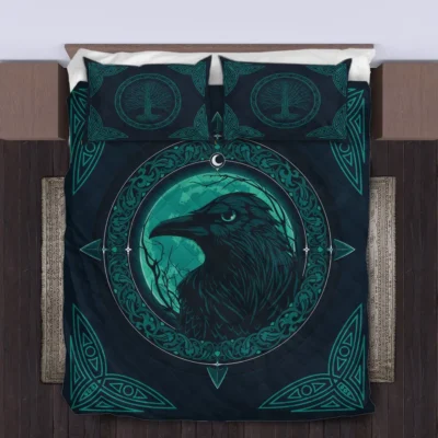 Viking Quilt Bedding Set – Norse Raven Design Timeless Wisdom