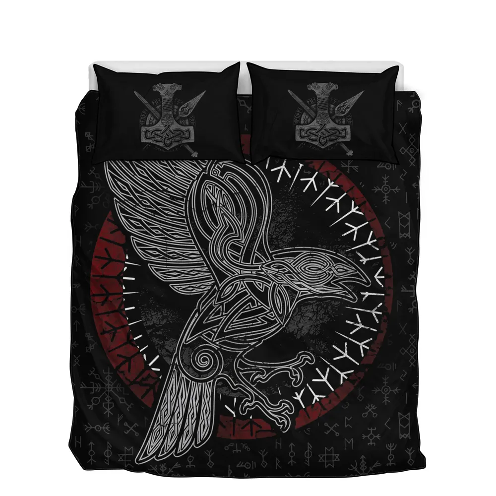 Viking Quilt Bedding Set – Viking Celtic Raven Mystic Design Viking Quilt Bedding Set – Viking Celtic Raven Mystic Design