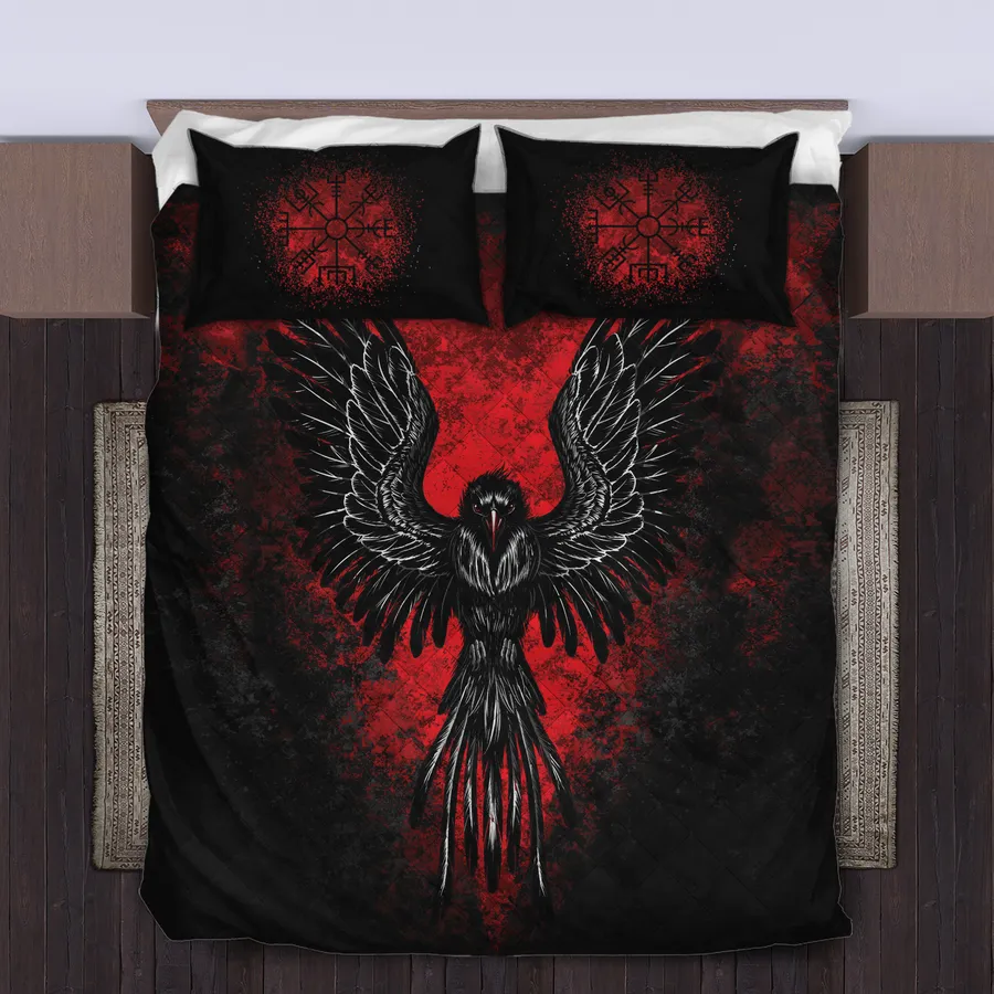 Viking Quilt Bedding Set – Viking Nordic Raven Epic Design Viking Quilt Bedding Set – Viking Nordic Raven Epic Design