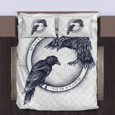 Viking Quilt Bedding Set – Munin and Hugin Raven Guardians