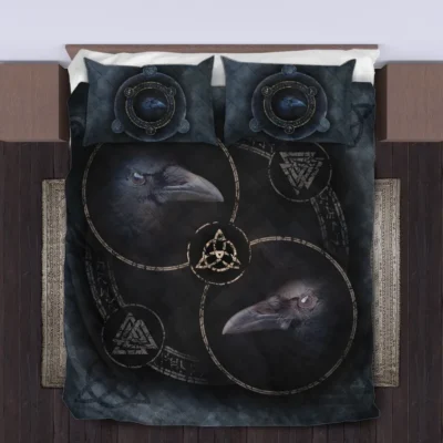 Viking Quilt Bedding Set – Munin and Hugin Raven Guardians Viking Quilt Bedding Set – Munin and Hugin Raven Guardians