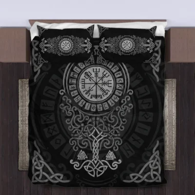 Viking Quilt Bedding Set – Vegvisir Norse Yggdrasil Art Eternal Guide