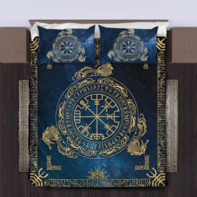 Viking Quilt Bedding Set – Vegvisir Norse Guiding Rune