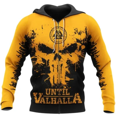 Viking Hoodie – Until Valhalla Hoodie – Viking Skull Art Warrior Spirit