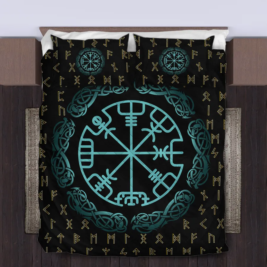 Viking Quilt Bedding Set – Viking Rune Compass Legendary Design Viking Quilt Bedding Set – Viking Rune Compass Legendary Design