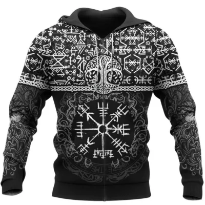 Hoodie Viking – Vegvísir Compass – Valknut Symbol Guardian