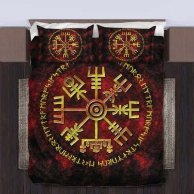 Viking Quilt Bedding Set – Vegvisir Rune Guiding Power