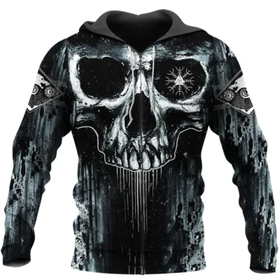 Viking Hoodies – Viking Skull Art – Compass Nordic Design