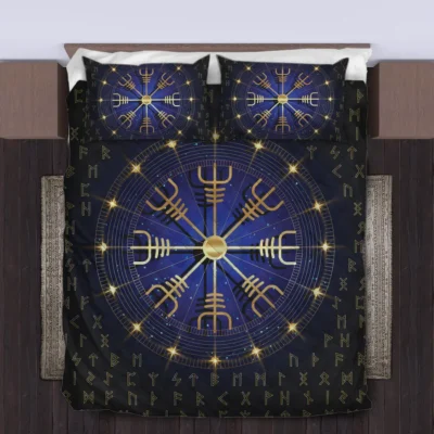 Viking Quilt Bedding Set – Helm of Awe Norse Sacred Strength