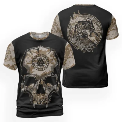 Norse T Shirts – Viking Skull Drawing Warrior Design