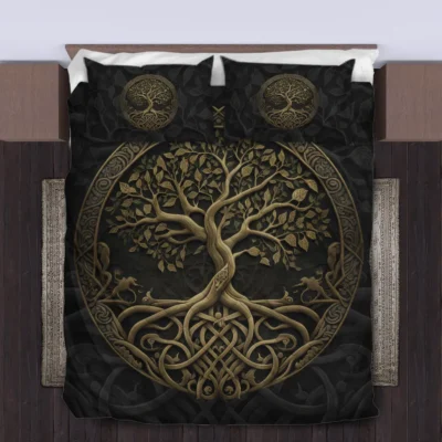 Viking Quilt Bedding Set – Art Tree of Life Quilt Eternal Roots