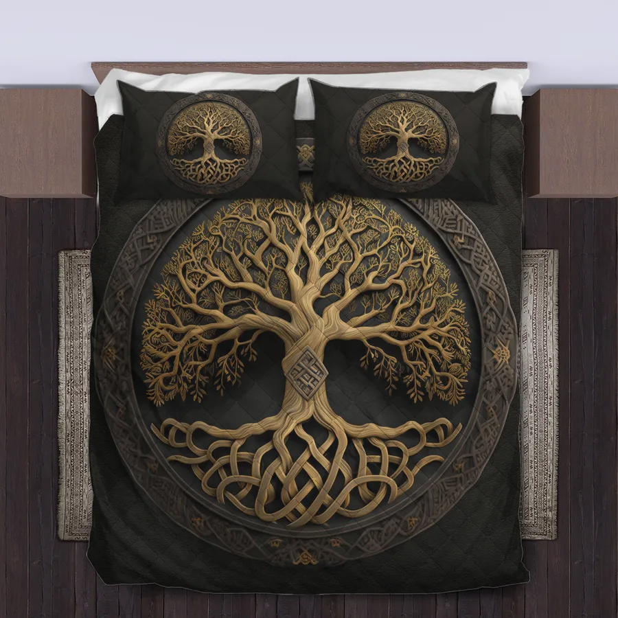 Viking Quilt Bedding Set – Yggdrasil Art Tree of Life Quilt Legendary Roots Viking Quilt Bedding Set – Yggdrasil Art Tree of Life Quilt Legendary Roots