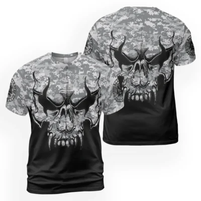 Viking Tee Shirts – Viking Skull Art with Camouflage Pattern