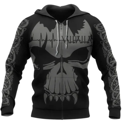 Viking Hoodies – Skull Valhalla – Viking Valknut Symbol Power