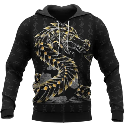 Viking Hoodies – Jormungandr Rune Serpent Power Design