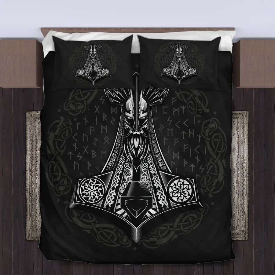 Viking Quilt Bedding Set – Mythos Mjolnir Thunder Legend Viking Quilt Bedding Set – Mythos Mjolnir Thunder Legend