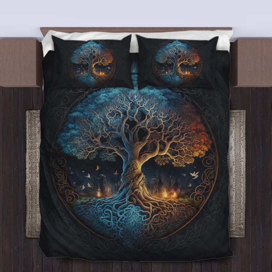 Viking Quilt Bedding Set – Tree of Life Artwork Eternal Harmony Viking Quilt Bedding Set – Tree of Life Artwork Eternal Harmony