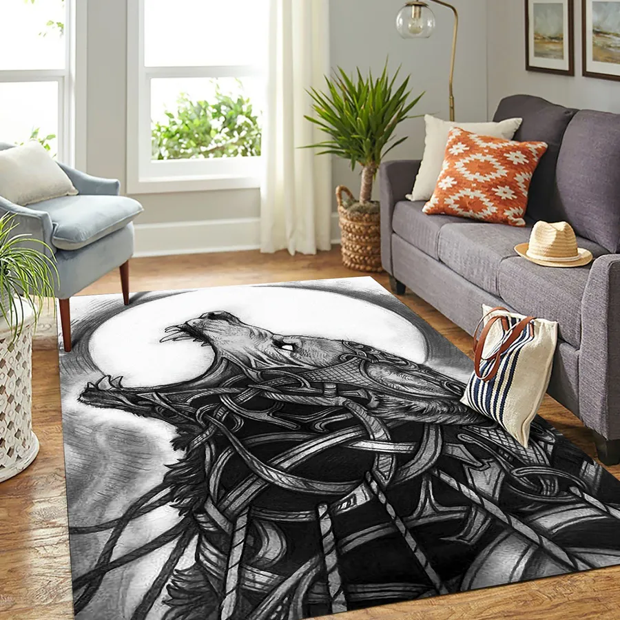 Viking Rug - Fenrir Art - Legendary Wolf Decor Viking Rug - Fenrir Art - Legendary Wolf Decor