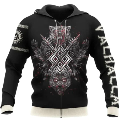 Viking Hoodie – Norse Raven Wolf Hoodie Primal Fusion Viking Hoodie – Norse Raven Wolf Hoodie Primal Fusion