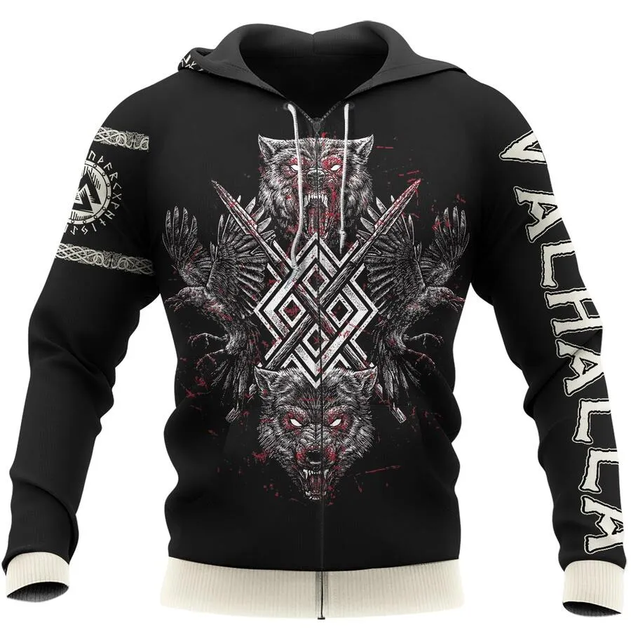 Viking Hoodie – Norse Raven Wolf Hoodie Primal Fusion Viking Hoodie – Norse Raven Wolf Hoodie Primal Fusion