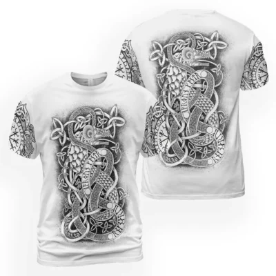 Viking T Shirts – Jormungandr Drawing Fierce Serpent Design