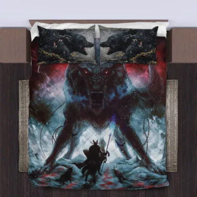 Viking Quilt Bedding Set – Fenrir Art of Ragnarok Epic Power