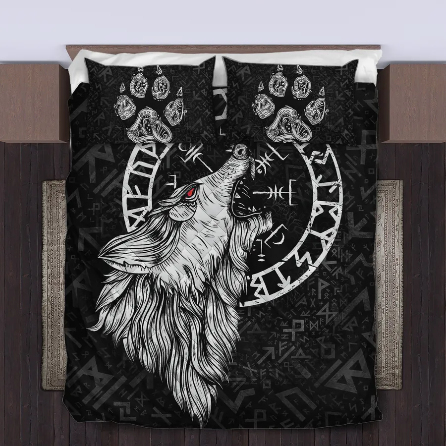 Viking Quilt Bedding Set – Viking Rune Wolf Fierce Legacy Viking Quilt Bedding Set – Viking Rune Wolf Fierce Legacy