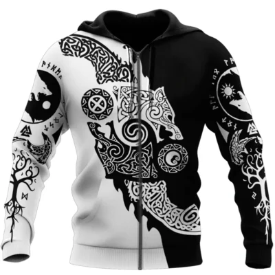 Viking Hoodies – Viking Celtic Knot Wolf Hoodies Legendary Fusion