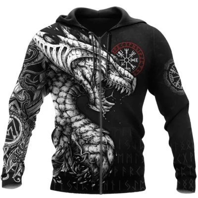 Viking Hoodie – Jormungandr Rune Serpent Strength
