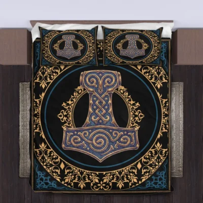 Viking Quilt Bedding Set – Mjolnir Art Thunderous Power