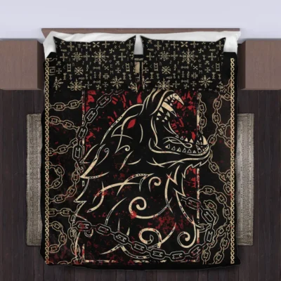 Viking Quilt Bedding Set – Fenrir Rune Untamed Strength Viking Quilt Bedding Set – Fenrir Rune Untamed Strength